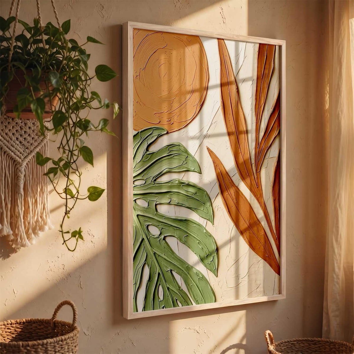 Aesthetic Botanical Art Home Decoration Painting | Boho Paintings With Frame For Living Room Bed Room Hotel Wall Decor Digital Reprint (19x25 inch)