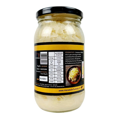 Hands On Tummy - Sauerkraut | Fermented Organic Cabbage | Probiotic Pickle For Gut & Overall Wellness | 330 Grams