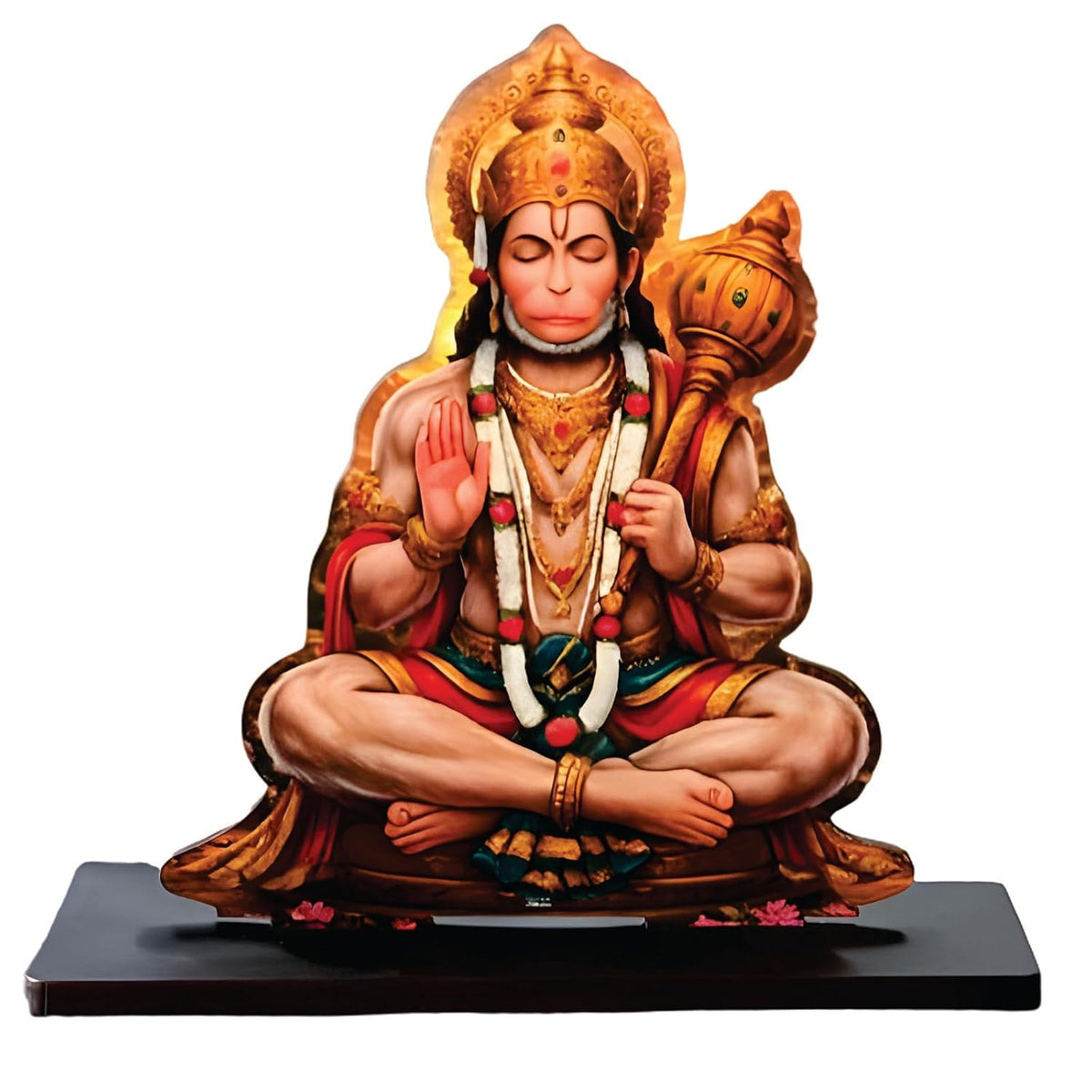 Wooden Bajrangbali Spiritual Tabletop Showpiece for Home, Office Desk, Temple, Living Room Decor, Religious Gift Item (5.6 x 6 Inch)