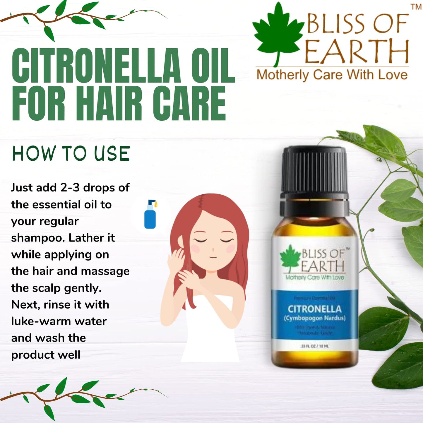 Bliss of Earth� 100% Pure Citronella Essential Oil, 10ml