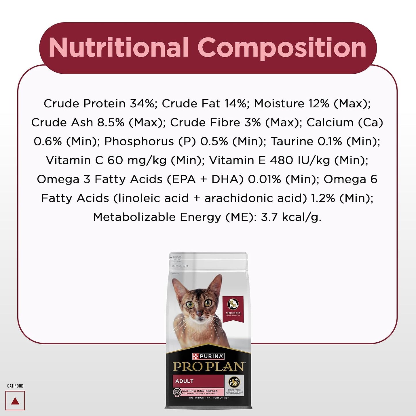 Purina Pro Plan Adult Cat Dry Food with Salmon & Tuna, 1.2kg Pack | With Salmon & Tuna, Complete & Balanced Nutrition, High Protein, Essential Vitamins & Minerals