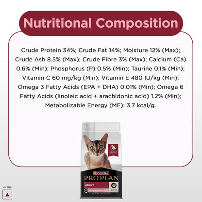 Purina Pro Plan Adult Cat Dry Food with Salmon & Tuna, 1.2kg Pack | With Salmon & Tuna, Complete & Balanced Nutrition, High Protein, Essential Vitamins & Minerals