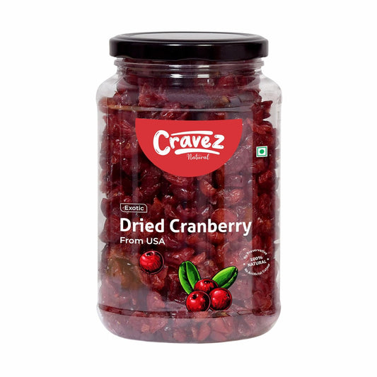 cravez Premium Cranberry - 500 Gram|High Antioxidants, Dietary Fiber & No Gluten, Antioxidant Rich|Immunity Booster & Healthy Snack|Sweet Berries|Diwali Dry Fruit Gift Box For Family And Friends
