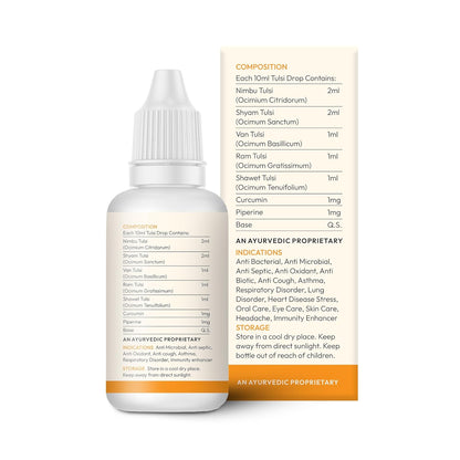 Wellwith Tulsi Curcumin Drops, 5 Types of Tulsi, Curcumin & Piperine, Rich in Vitamin C, No Artificial Fragnance (30ml, Pack of 1)