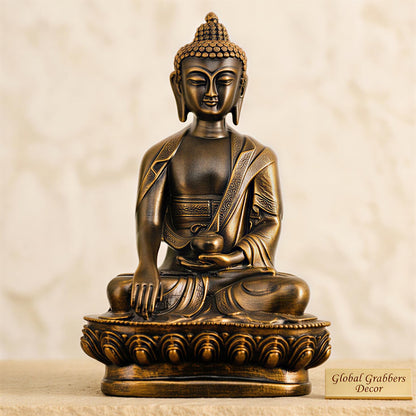 Buddha Statue showpiece Idol Home Decor Items for Living Room and Gifts (Antique Golden)