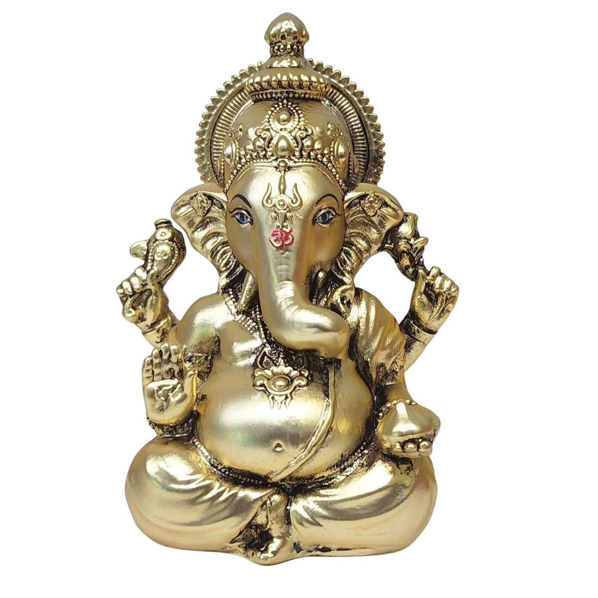 Gold Plated Antique Matte Vinayagar Ganesha Idol Perfect for Car Dashboard, Office Desk, Home Decor, and Gifting | (ANTIQUEGOLDMATTEVINAYAGAR 4")