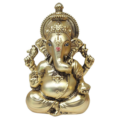 Gold Plated Antique Matte Vinayagar Ganesha Idol Perfect for Car Dashboard, Office Desk, Home Decor, and Gifting | (ANTIQUEGOLDMATTEVINAYAGAR 4")