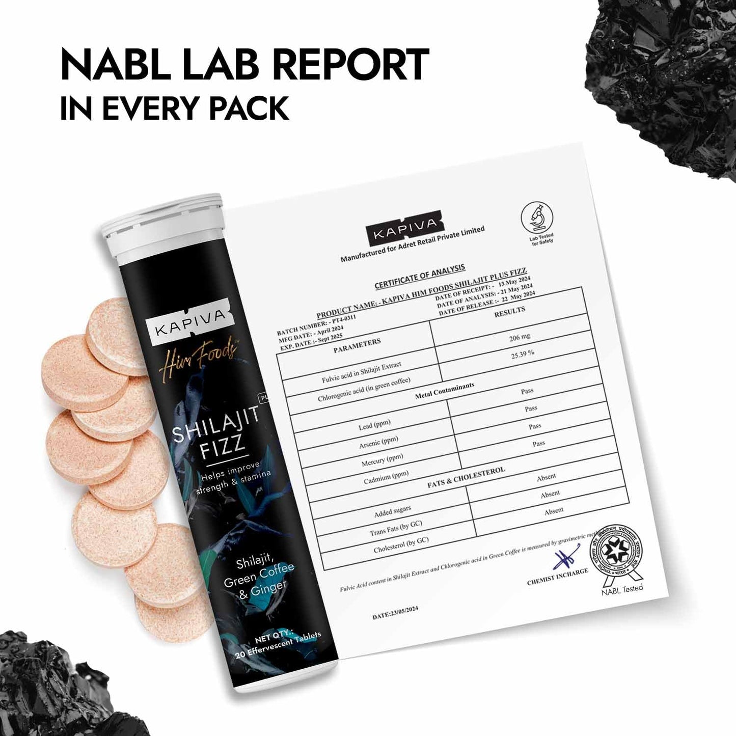 Kapiva Original Himalayan Shilajit Effervescent 20 Tablets (Pack of 2) | Boost Energy, Endurance & Stamina | Pure Shilajeet Energy Drink