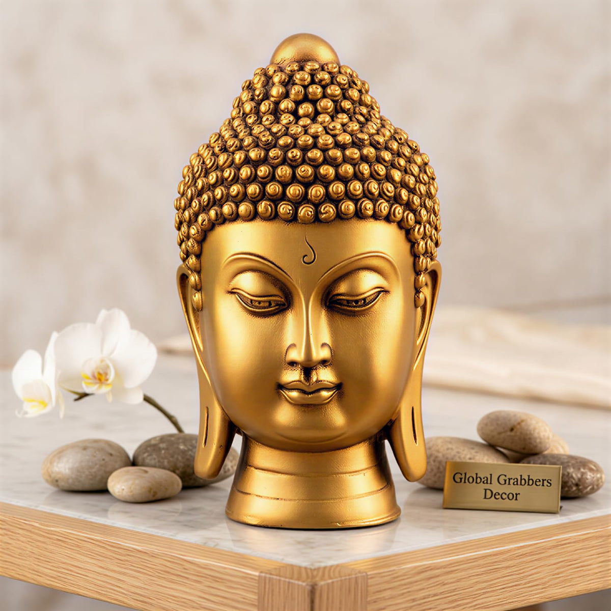 Buddha Idol Statue | Show Pieces for Home Decor Living Room (GOLDEN4)