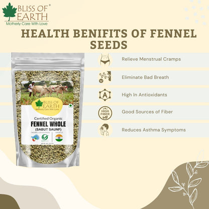 Bliss of Earth Organic Whole Fennel Seed 400gm