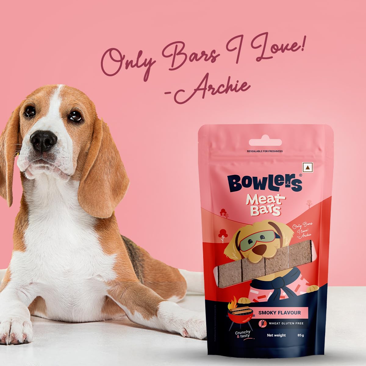 Bowlers Dog Treats Smoked Flavour Meat Sticks| 70g | Good for Dental Hygiene | High on Protien|Low in Fat | Grain Free | Handmade Treats