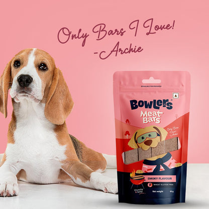 Bowlers Dog Treats Smoked Flavour Meat Sticks| 70g | Good for Dental Hygiene | High on Protien|Low in Fat | Grain Free | Handmade Treats