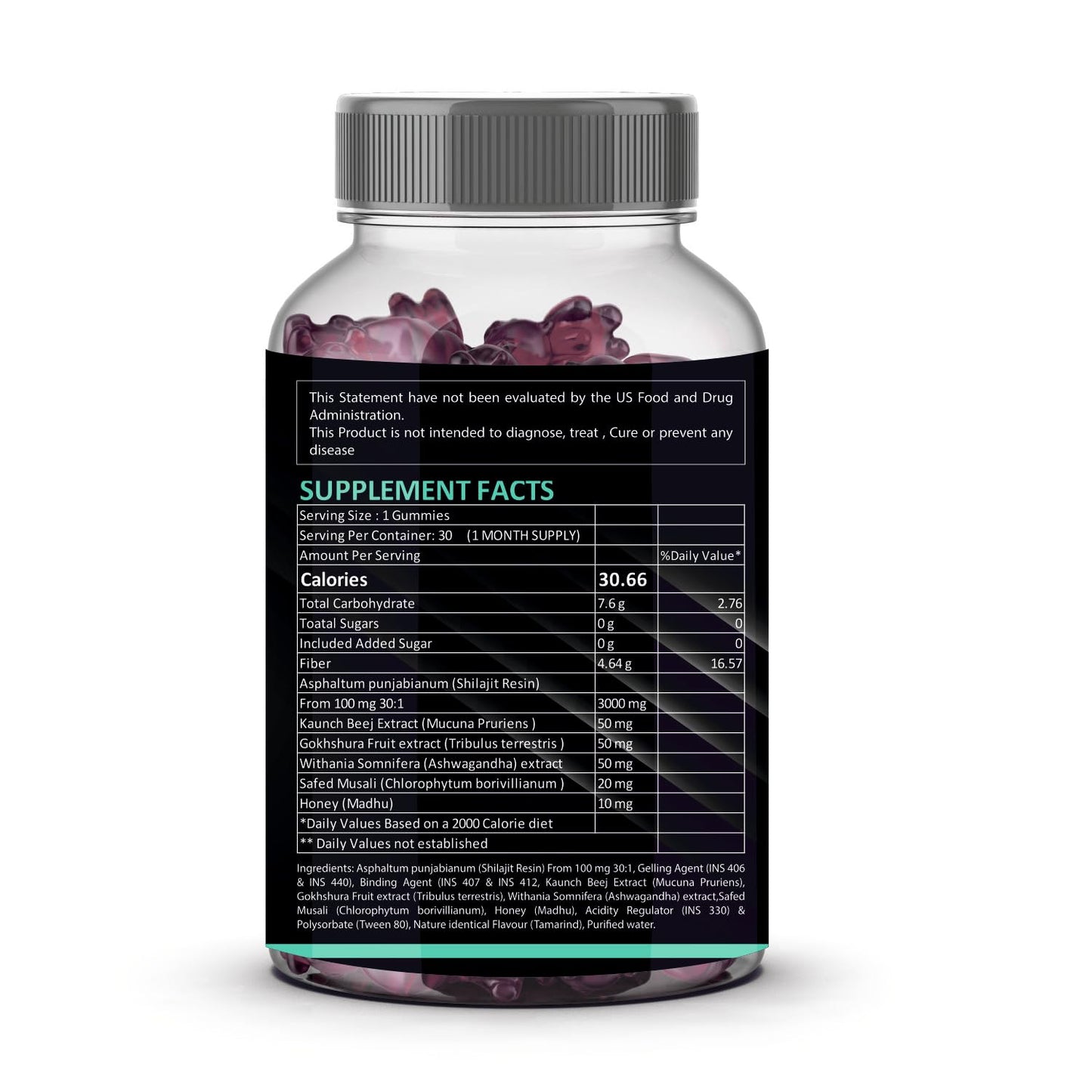 The Vitamin Factory Shilajit Gummies - 30 Gummies, 3000mg per Serving, Natural Himalayan Shilajeet, Boosts Energy & Immunity, 100% Vegetarian, No Added Sugar, Gluten-Free