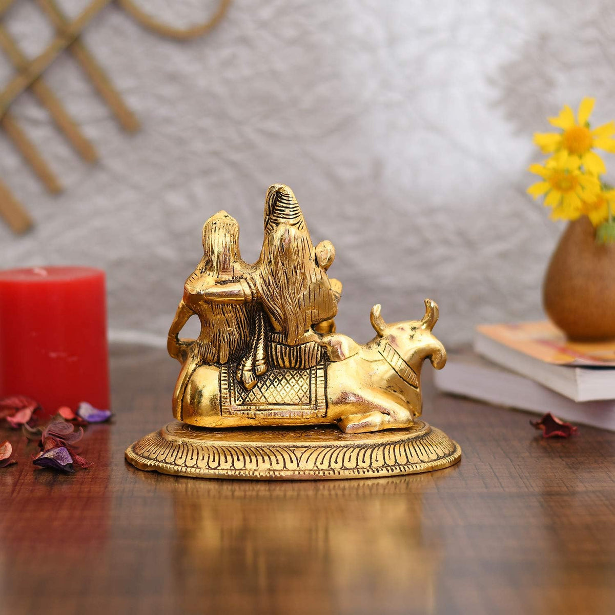 Handcrafted Shiva Parvati Ganesh Idol Shiv Parivar Murti Statue Sculpture - Lord Shiva Idols Family Sitting On Nandi Showpiece Figurine for Home Office Temple Mandir Decoration Gift