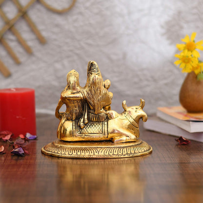 Handcrafted Shiva Parvati Ganesh Idol Shiv Parivar Murti Statue Sculpture - Lord Shiva Idols Family Sitting On Nandi Showpiece Figurine for Home Office Temple Mandir Decoration Gift