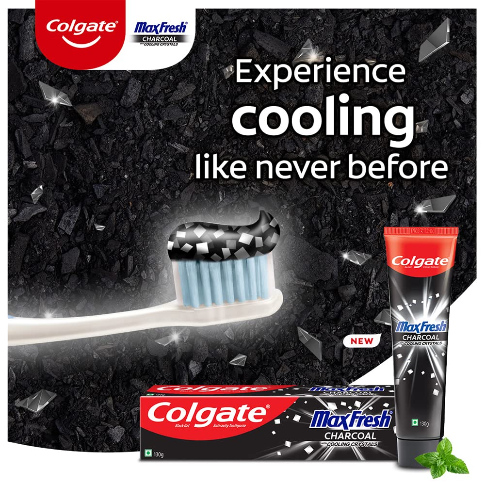 Colgate MaxFresh Toothpaste, Black Gel Paste with Charcoal for Super Fresh Breath, 130gm