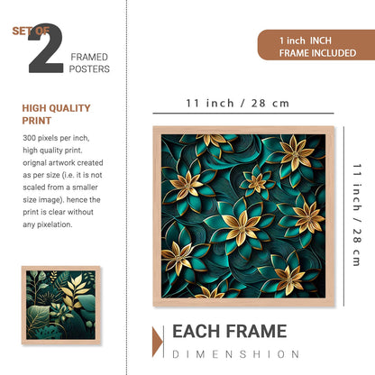 Aesthetic Floral Art Home Decoration Painting | Floral Paintings With Frame For Living Room Bed Room Hotel Wall Decor Digital Reprint Set of 4 (ART-6, 10W x 13L INCH)