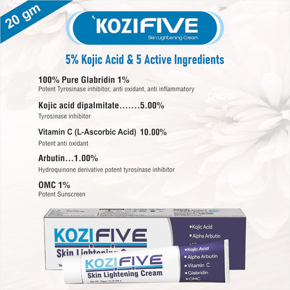 Skin Lightening Cream With Kojic Acid, Alpha Arbutin, Vitamin C, Glabridin, OMC 20 Gm