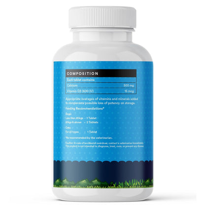 INLIFE Calcium Tablets for Dogs Cats and Pets with Vitamin D3 | Calcium Carbonate Supplement for Bone and Joint Support - 60 Tablets