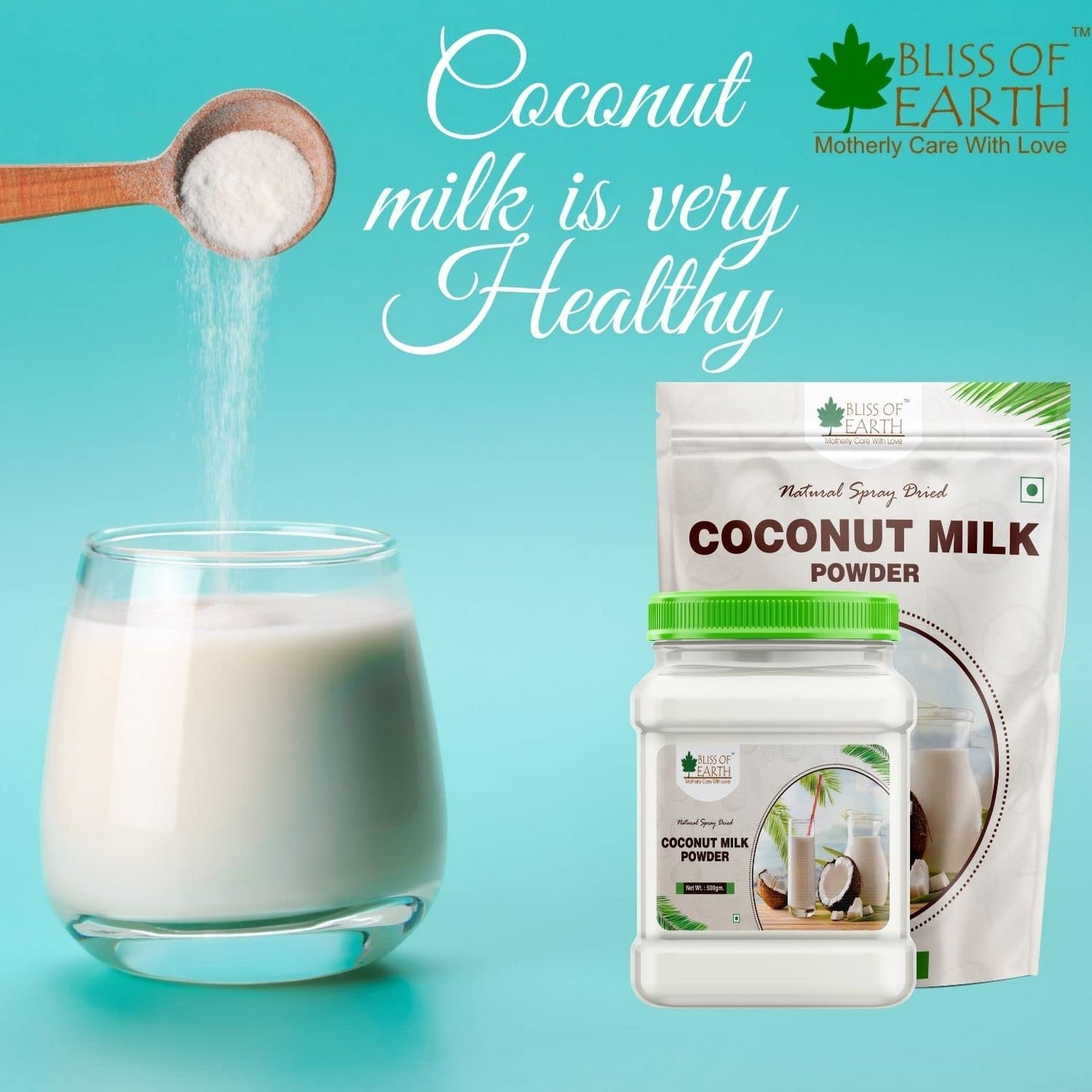 Bliss Of Earth Coconut Milk Powder 200GM Natural Spray Dried Great for Coffee, Tea and Gravy