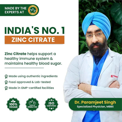 Vlado’s Himalayan Organics Zinc Citrate with Vitamin C | Zinc Supplements for Men & women with 100% RDA Zinc | Immunity & Cellular Health Support - Support Healthy Immune Function | Improve Iron Absorption | Antioxidant Support - 120 Tablets
