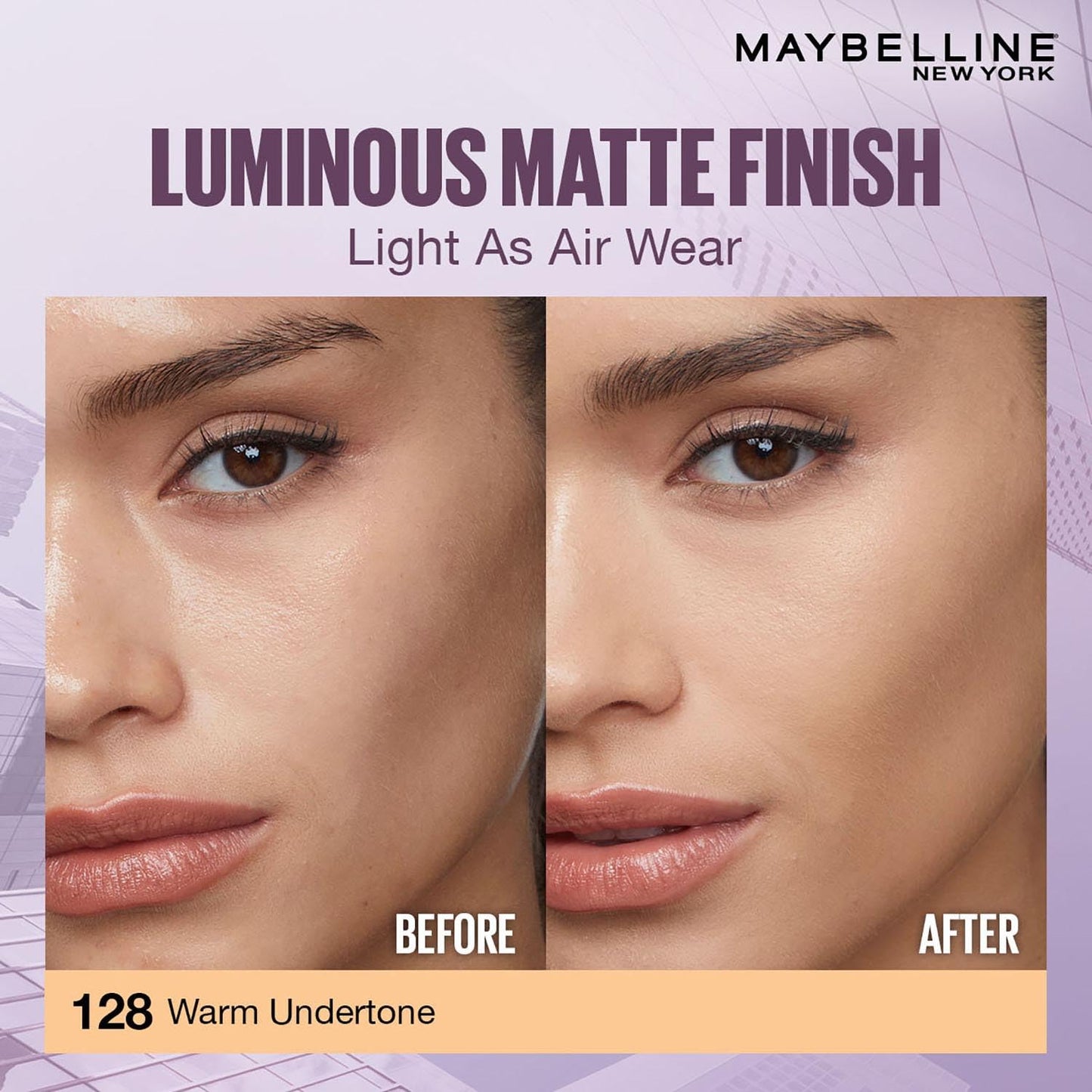 Maybelline New York Super Stay Lumi-Matte Liquid Foundation - 128, Up To 30H Long Wear, Water & Transfer Proof. SuperStay Lumi-Matte Liquid Foundation comes with Non-comedogenic & Vegan Formula | 35ml