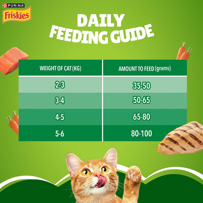 Purina Friskies Indoor Delights, Dry Food for Adult Cats, 1kg Pack | With Salmon, Tuna, Chicken & Vegetables Flavours, Hairball Control, Complete Nutrition, Omega 3 & 6