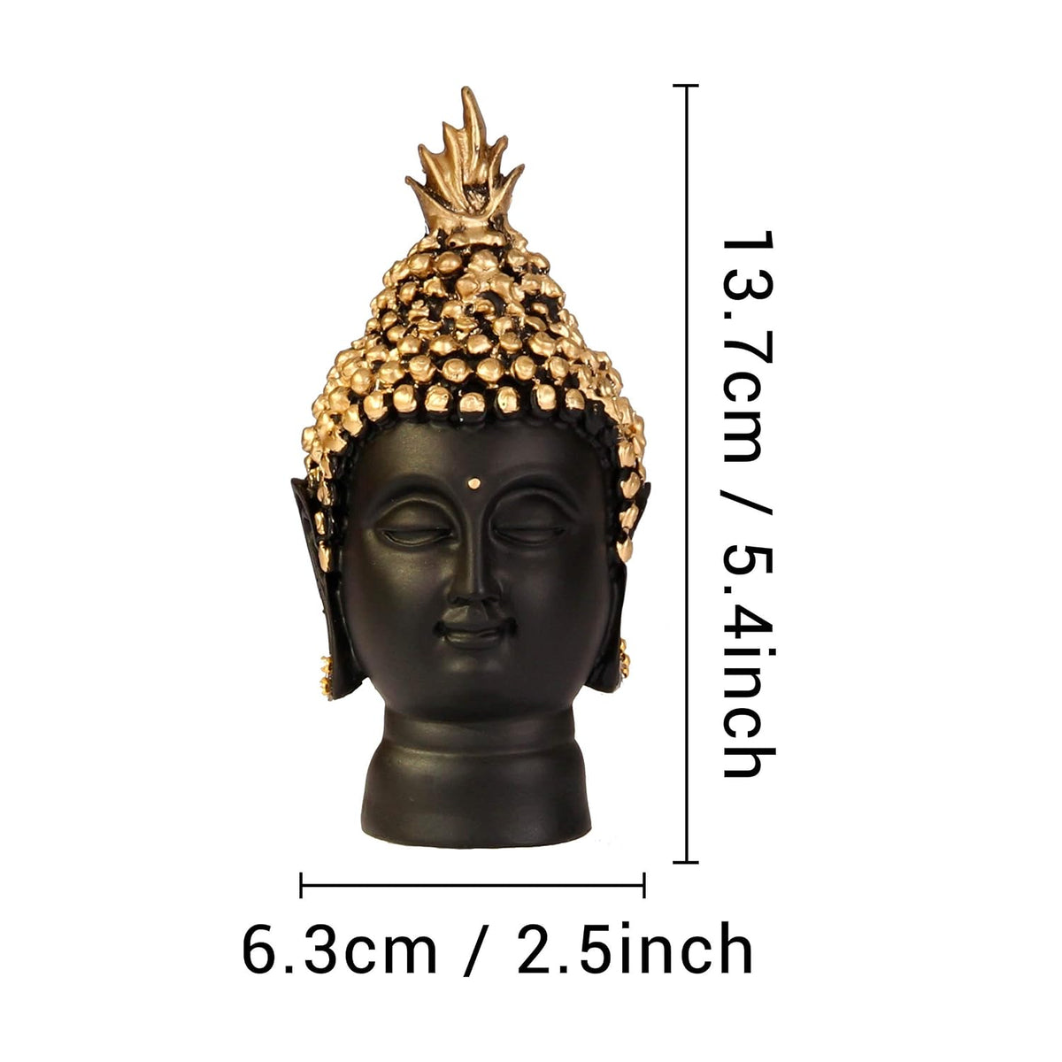 Resin Buddha Head Idol Statue Showpiece (Golden, 13.7 cm X 6.3 cm) - Decoration Items for Home Decor Mandir Temple Pooja Room Living Room Table Office Decorative Gifts