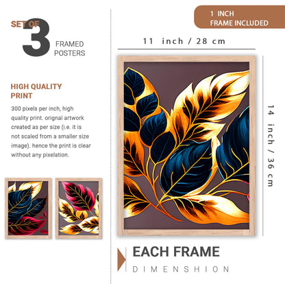 Painting for Wall Decoration - Modern Art Wall Decor Framed Painting for Living Room Bedroom - Framed Wall Posters/Paintings with Frame Set of 3 (Art 13, 10x13 inch)