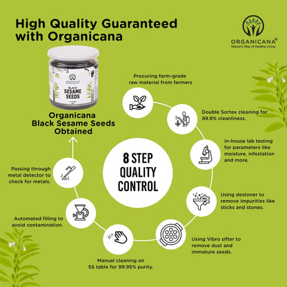 Organicana Black Sesame Seeds (Pack of 1) - Til for Eating | Natural Black Gingelly Oil Seed | Indian Spices for Everyday Essentials | Kaale Til for Weight Loss | Nutrient Rich Black Seeds