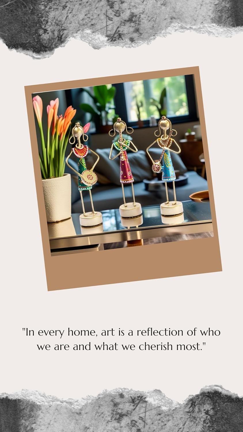 Small Cute 7.5 inch Metal Musician Dolls for Living Room Decor, Tabletop Home Decor Showpiece Item, Housewarming Gift (Lanky Dolls)