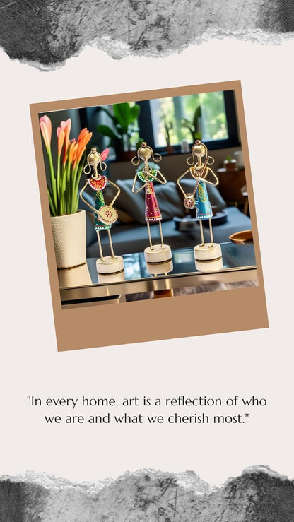 Small Cute 7.5 inch Metal Musician Dolls for Living Room Decor, Tabletop Home Decor Showpiece Item, Housewarming Gift (Lanky Dolls)