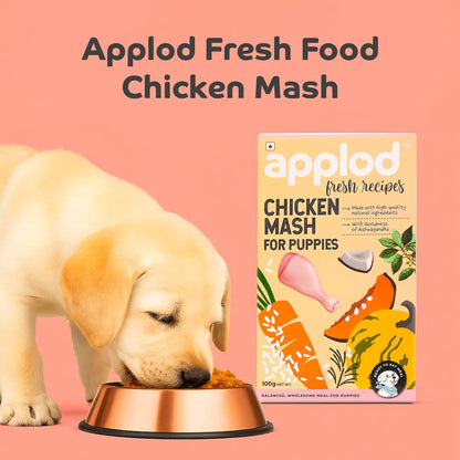 applod Chicken Mash Fresh Dog Food for Puppies | Soft Easy-to-Digest High-Protein Chicken Meal | Supports Growth, Immunity & Healthy Development | 300g