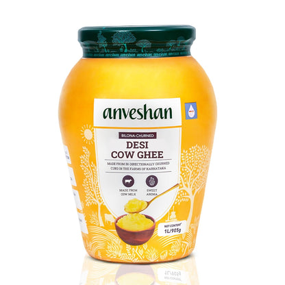 Anveshan A2 Desi Cow Ghee 150ml | Traditionally Bilona-Churned, Danedar Ghee | Aromatic| NABL Lab Tested (70+ tests), Cruelty-Free | Grass-Fed | Glass Jar