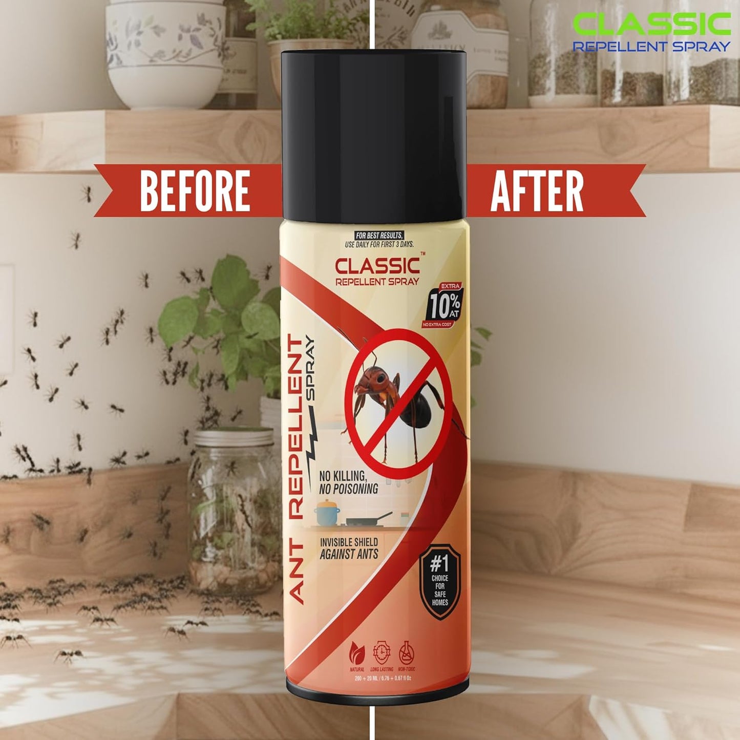 Ant Repellent Spray for Home & Kitchen (220 ml) | Herbal, Long-Lasting, Safe & Effective | Next-Gen Protection, No Killing, No Poisoning