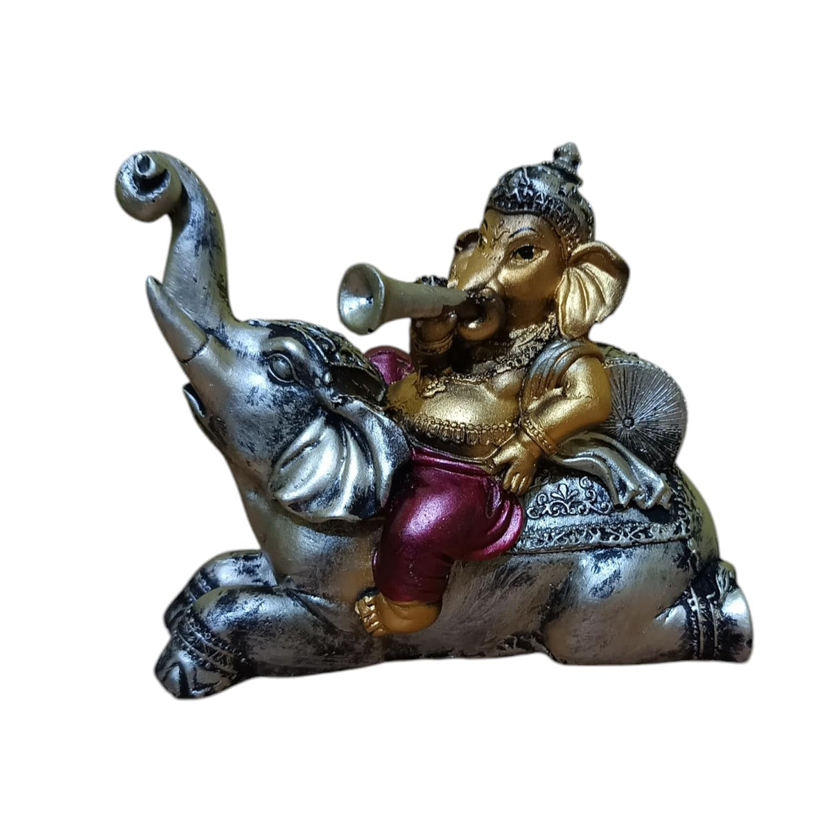 Ganesha Ganesh Ganpati Gajanan Statue Idol Murti Gift Item Decorative Showpiece Multicolor Polyresin Pack of 1 (B013)