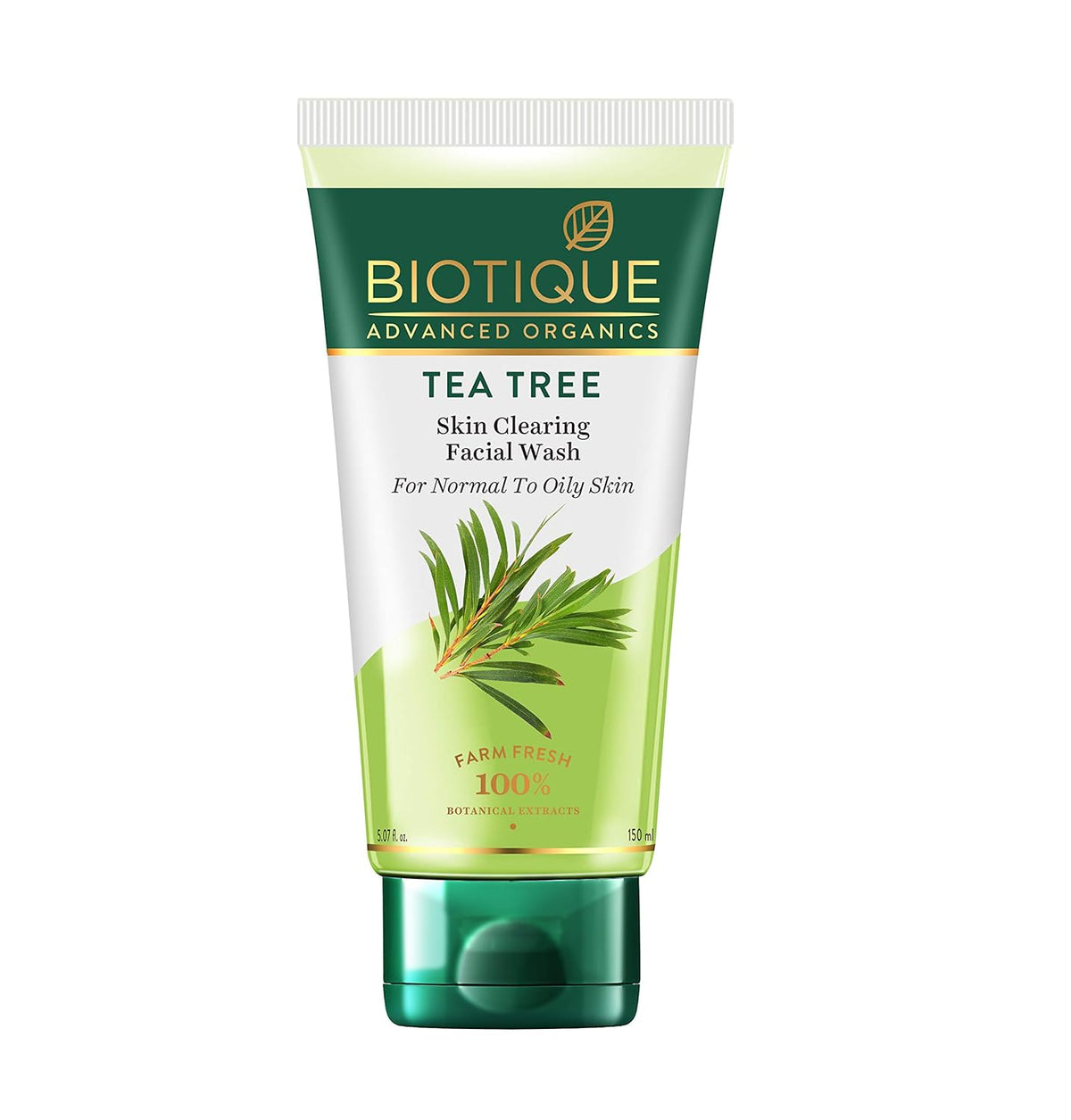 Biotique Tea Tree Skin Clearing Facial Wash tube on a white background