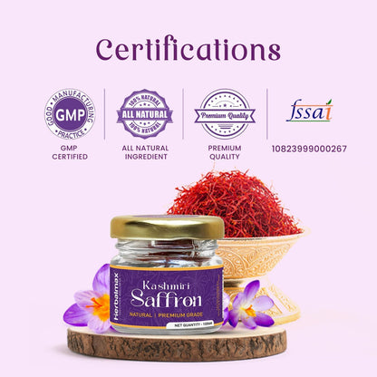Herbal Max Original Kashmiri Kesar Saffron – 1gm | A+++ Grade Mongra Kesar | Pure & Natural Zafran Leaves | Ideal for Cooking, Sweets, Beverages & Personal Use