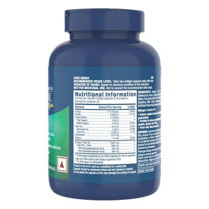 GNC 1500 Mg Triple Strength Fish Oil Mini Omega 3 Softgels For Men & Women| 60 Mini Softgels|540 MG EPA & 360 MG DHA|Improves Memory|Protects Vision|No Fishy Burps|For Men & Women |Formulated In USA