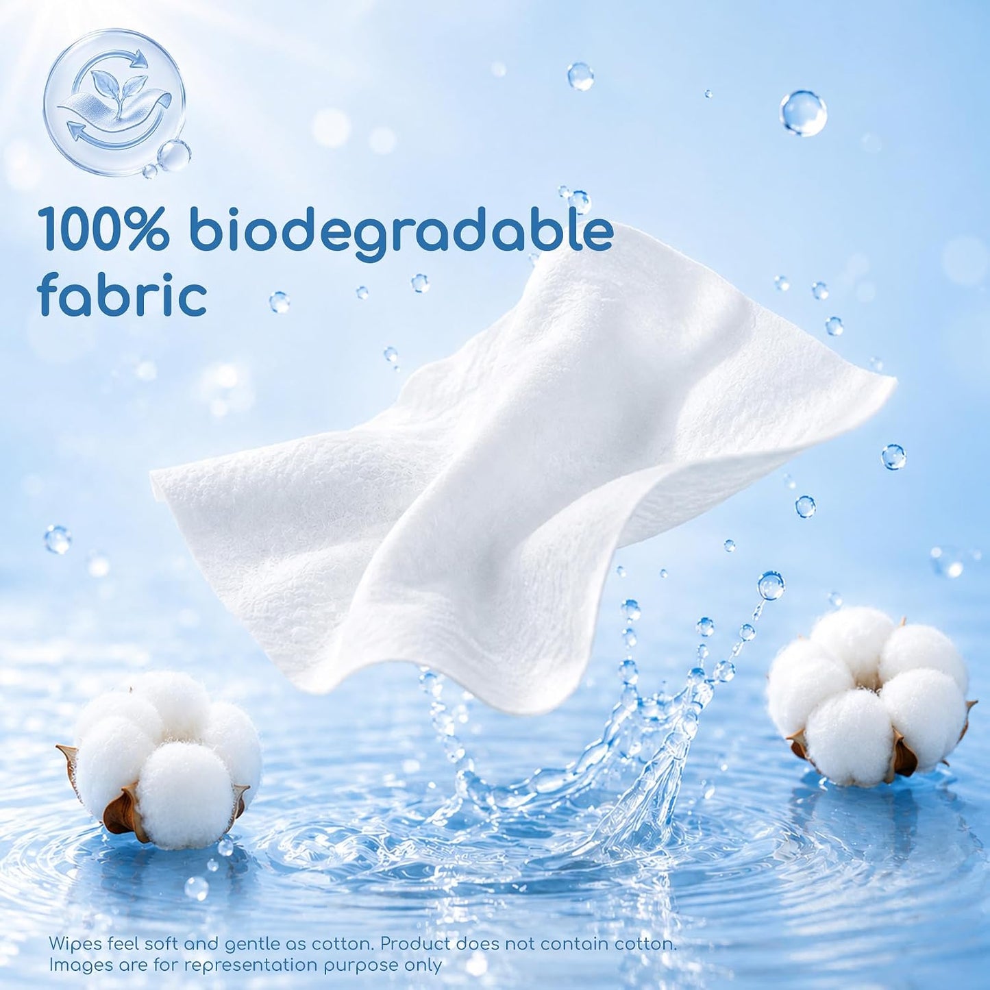 Little's 99.9% Pure Water AquaSense Baby Wipes | Unscented | with Aloe Vera | Pack of 3 X 72 Wipes | Plant-based | 100% Biodegradable | No Paraben
