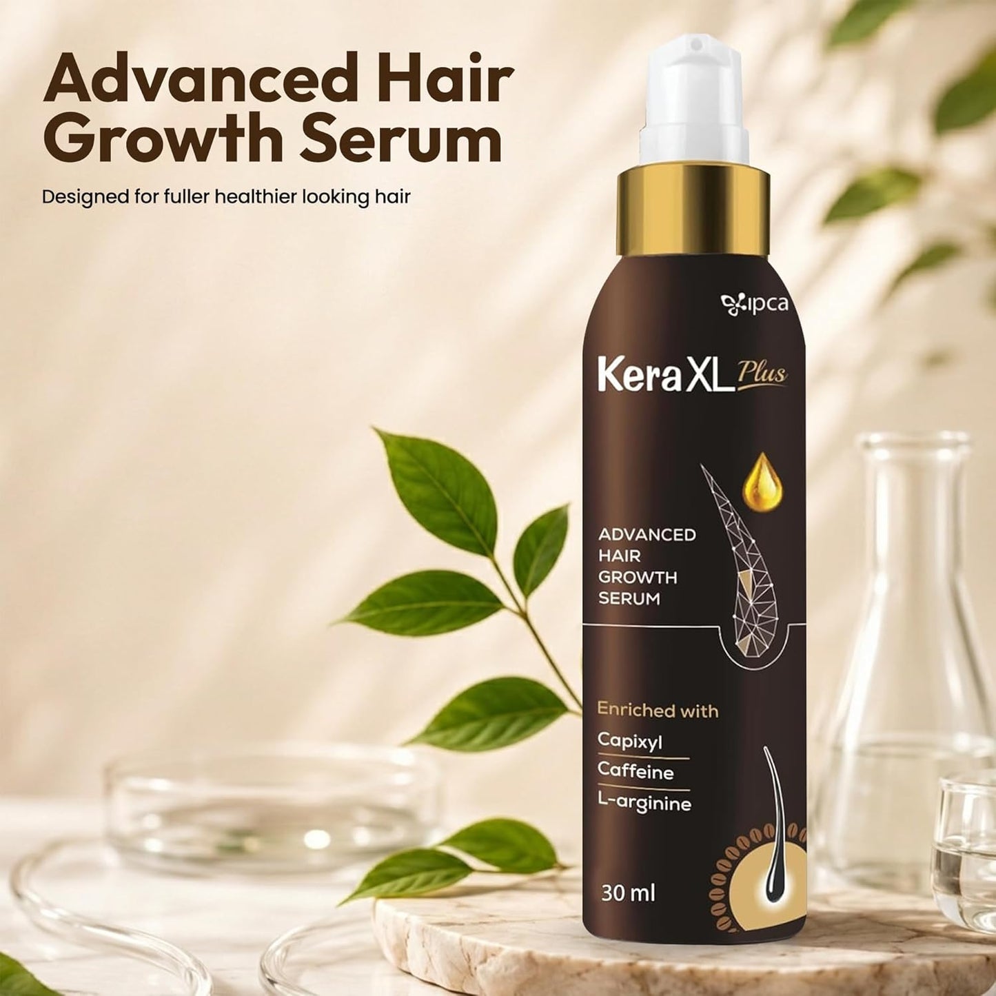 Ipca KERA XL Plus Advanced Hair Growth Serum – 30ml Hair Care Serum for Reduced Hair Fall, Fuller & Thicker Looking Hair, Scalp Nourishing Formula