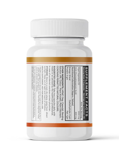 INLIFE Plant Based Omega 3 Supplement | DHA 400mg from Algal Oil | Skin, Eye, Bone, Joint Health - 60 Liquid Filled Vegetarian Capsules (Pack of 1)