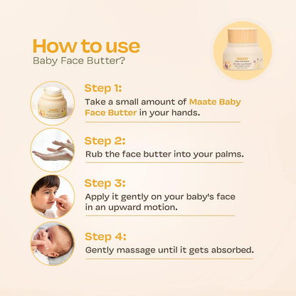 Maate Baby Face Butter 50 gm | Enriched with Shea Butter & Avocado | Soft, Nourished & Supple Facial Skin | Light & Quick Absorbing Lotion | Moisturizing Cream For Face | For Babies & Kids 0m+