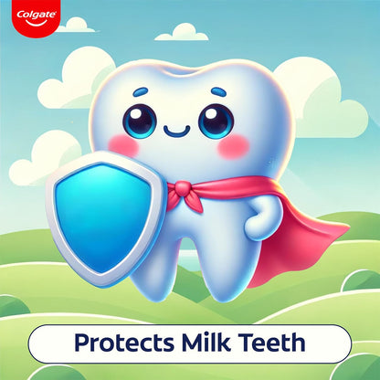 Colgate Kids Tiger Toothpaste for 2-5 Years - 80gm, Tooth Paste with 50% Lesser Abrasive Formula for Protecting Against Cavities (Strawberry Flavour)