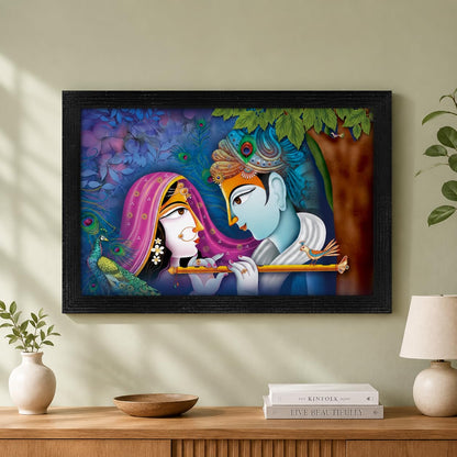 Krishna Radha Art Framed painting | Ready to hang | Absolute Best in Class - (Wood, 12inch x 18 inch)