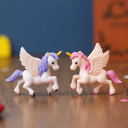 Set of 2 Miniature Unicorn Horse Statues Animal Figurines Decorative Showpiece (Resin) Home Decor Valentine Gift for Girlfriend Boyfriend Husband Wife Her | Valentine Day Decoration Items