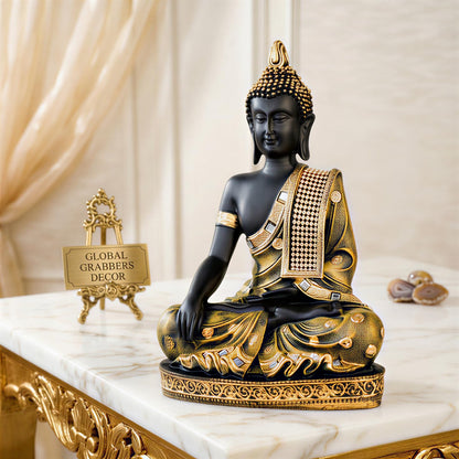 Buddha Idol Statue | Home Decoration Items for Living Room (Brown Black)