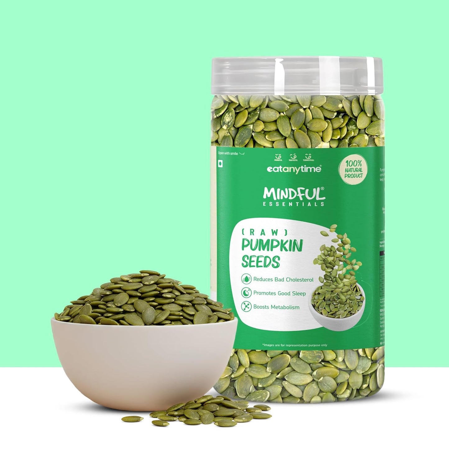 Eat Anytime Pumpkin Seeds 500 g | Source of Magnesium, Fibre & Protein | 100% Natural | Seeds for Weight Management