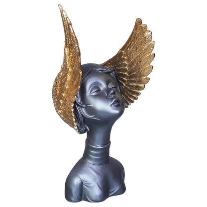 Grey Golden Resin Fairy Lady Statue Showpiece for Home Decor Living Room Bedroom Office Desk Table TV Unit | Women's Day Gift for Ladies Friends | Housewarming Birthday Gift for Women