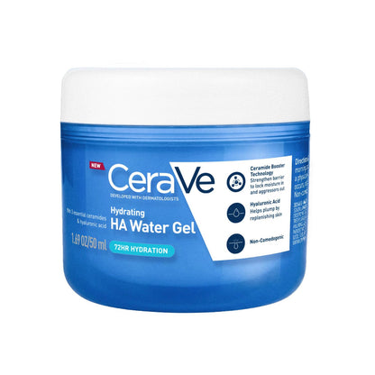 CeraVe HA Water Gel with Hyaluronic Acid, Ceramides & Niacinamide for Plumpy hydration|Oil-free gel moisturizer| 3 sec fast absorption| Dermat recommended for Women & Men| 50 ml